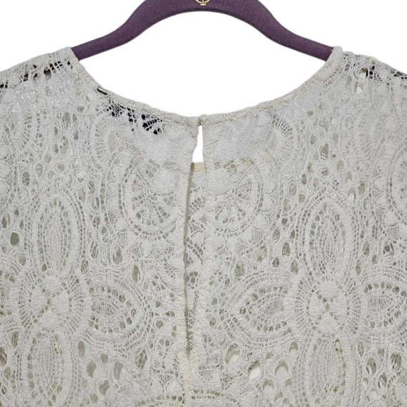 Trina Turk Darling Lace Overlay Cream Bell Sleeve Dress - Picture 8 of 10